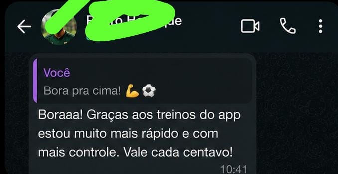 Depoimento de atleta sobre o app