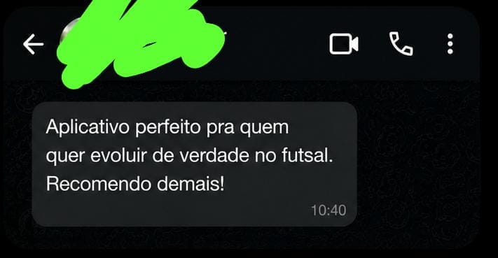 Depoimento de atleta sobre o app