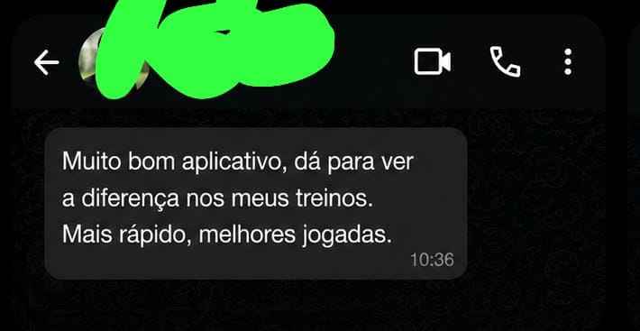 Depoimento de atleta sobre o app