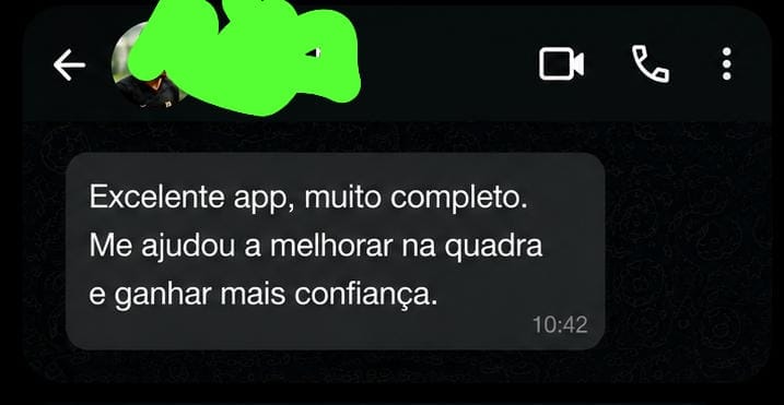 Depoimento de atleta sobre o app